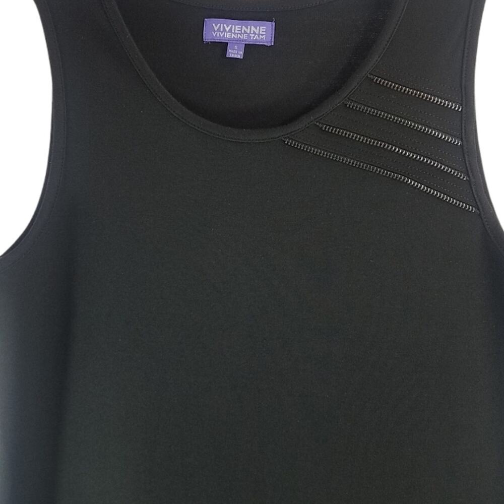 Vivienne Tam Black Knit Sheath Dress Small Sleeveless Zipper Accent Edgy Design - Picture 3 of 12